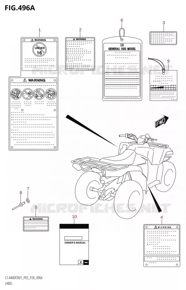LABEL (P03) Suzuki QUAD 400 KINGQUAD 2021  LT-A400FZ M1 (P03)