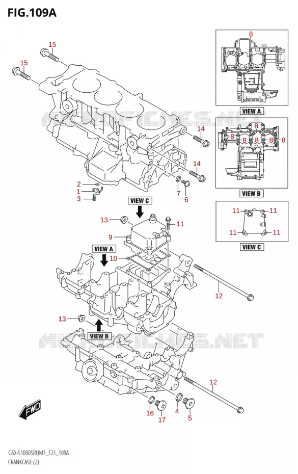 CRANKCASE (2) Suzuki MOTO 1000 KATANA 2021  GSX-S1000SRQ M1 (E21)