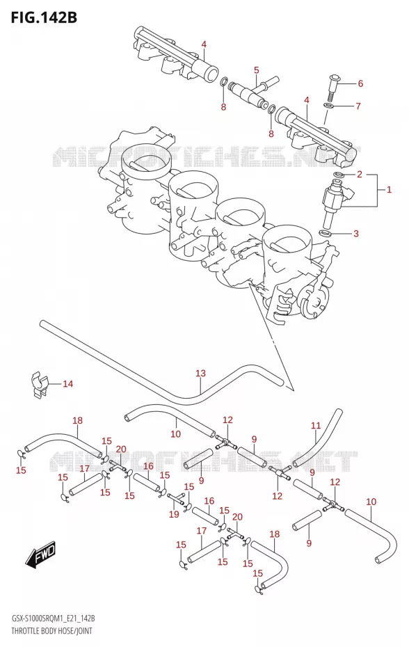 THROTTLE BODY HOSE/JOINT Suzuki MOTO 1000 KATANA 2021  GSX-S1000SRQ M1 (E21)