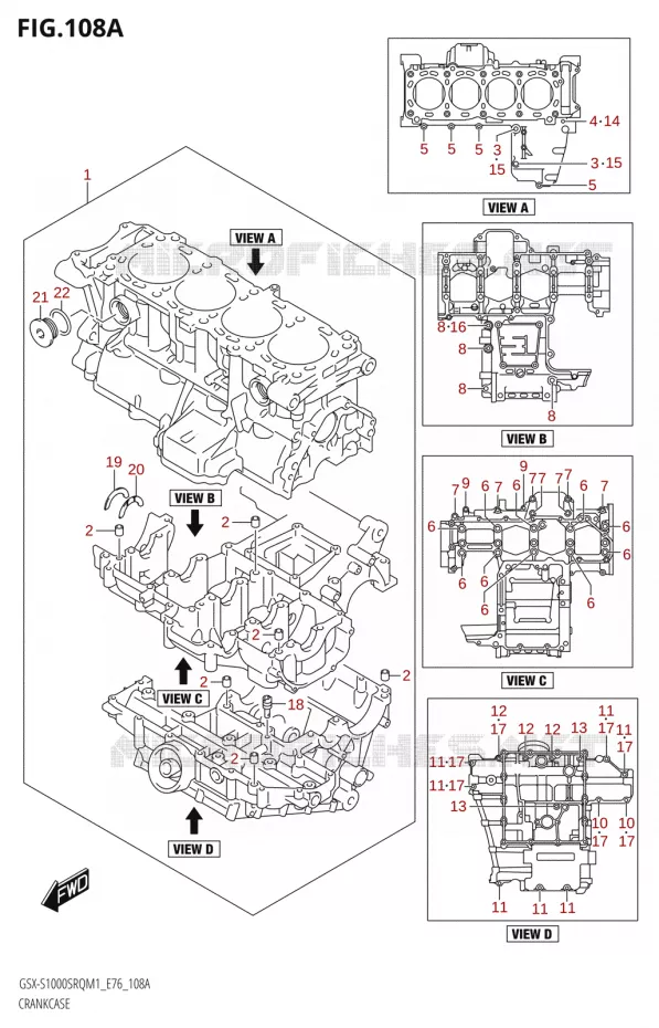 CRANKCASE Suzuki MOTO 1000 KATANA 2021  GSX-S1000SRQ M1 (E76 ECE2 E17,22,39)