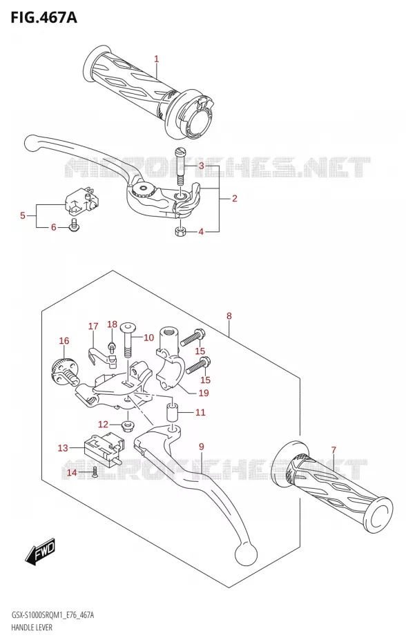 LEVERS - HANDGRIPS Suzuki MOTO 1000 KATANA 2021  GSX-S1000SRQ M1 (E76 ECE2 E17,22,39)