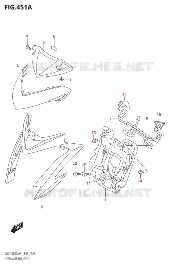 HEADLAMP HOUSING Suzuki MOTO 1000 GSX-S 2021  GSX-S1000A M1 /​ GSX-S1000AZ M1 (E43)