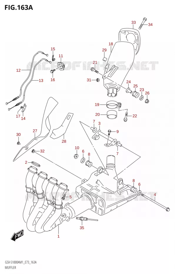 MUFFLER Suzuki MOTO 1000 GSX-S 2021  GSX-S1000A M1 /​ GSX-S1000AZ M1 (E73)