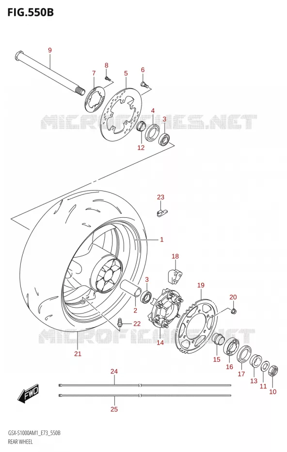REAR WHEELSX-S1000AZ) Suzuki MOTO 1000 GSX-S 2021  GSX-S1000A M1 /​ GSX-S1000AZ M1 (E73)