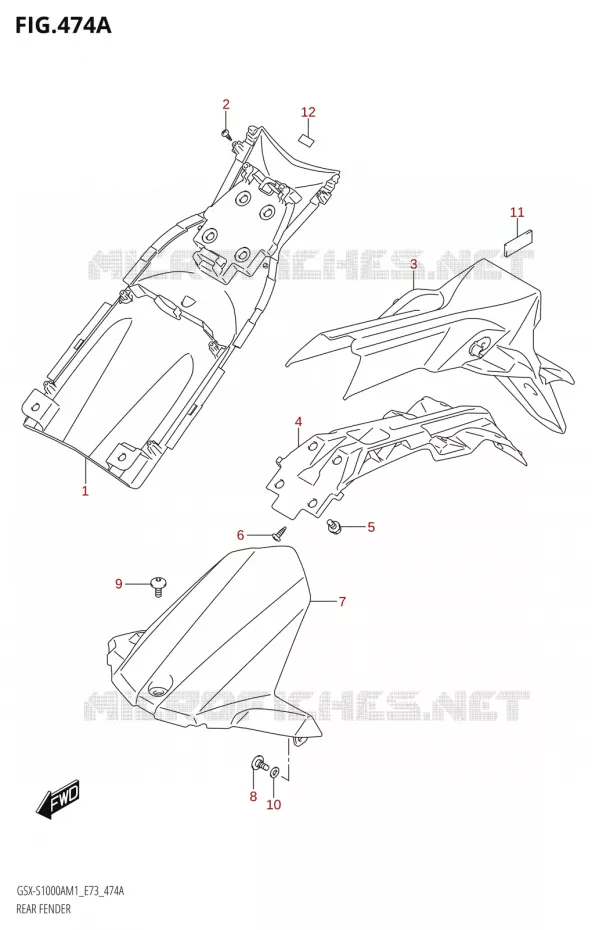 REAR FENDER Suzuki MOTO 1000 GSX-S 2021  GSX-S1000A M1 /​ GSX-S1000AZ M1 (E73)