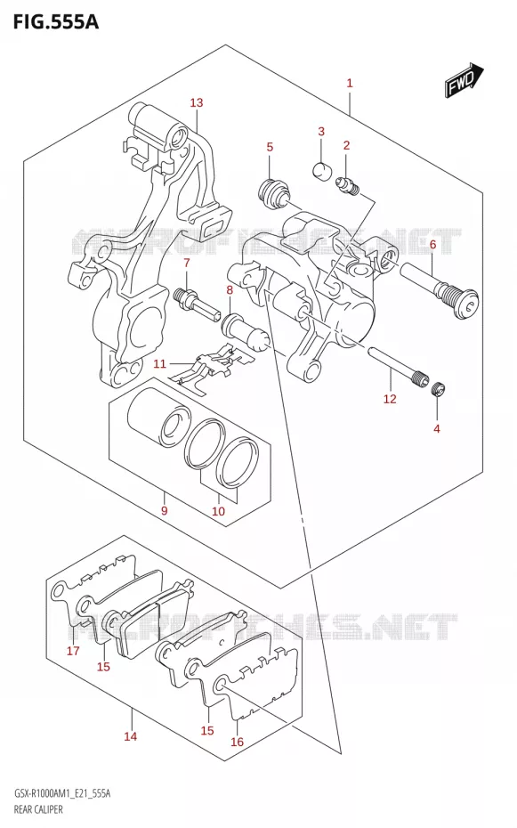 REAR CALIPER Suzuki MOTO 1000 GSX-R 2021  GSX-R1000RA M1 /​ GSX-R1000RZA M1 (E21)