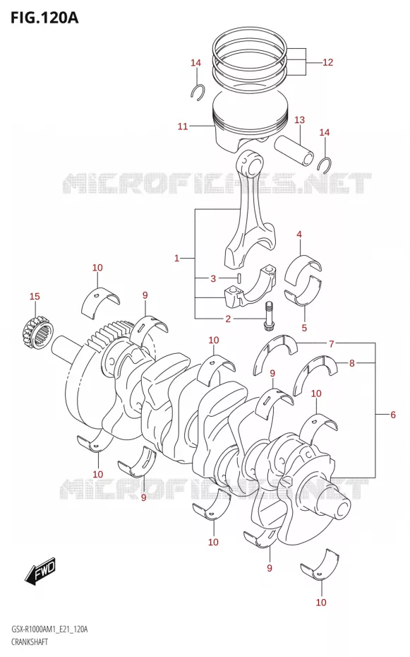 CRANKSHAFT Suzuki MOTO 1000 GSX-R 2021  GSX-R1000RA M1 /​ GSX-R1000RZA M1 (E21)