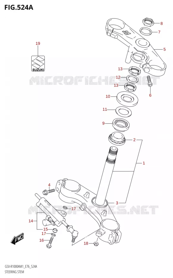 STEERING COLUMNSX-R1000A,GSX-R1000ZA) Suzuki MOTO 1000 GSX-R 2021  GSX-R1000A M1 /​ GSX-R1000ZA M1  ( E76 ECE2 E17,22,39 )