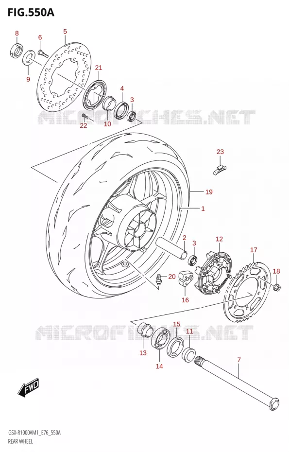 REAR WHEEL (GSX-R1000A) Suzuki MOTO 1000 GSX-R 2021  GSX-R1000A M1 /​ GSX-R1000ZA M1  ( E76 ECE2 E17,22,39 )