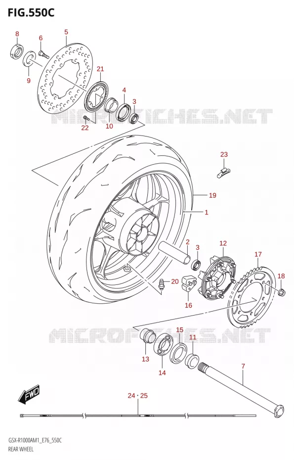 REAR WHEEL (GSX-R1000RA) Suzuki MOTO 1000 GSX-R 2021  GSX-R1000A M1 /​ GSX-R1000ZA M1  ( E76 ECE2 E17,22,39 )