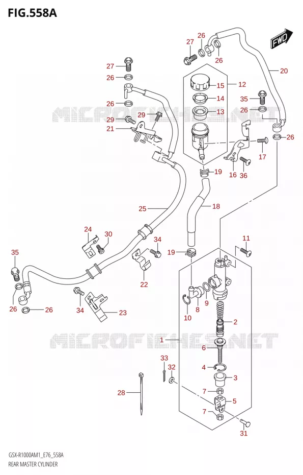 REAR BRAKE MASTER CYLINDER Suzuki MOTO 1000 GSX-R 2021  GSX-R1000A M1 /​ GSX-R1000ZA M1  ( E76 ECE2 E17,22,39 )