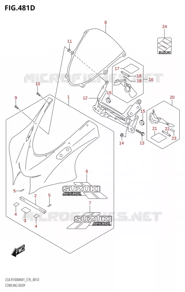FAIRING BODY (GSX-R1000RZA) Suzuki MOTO 1000 GSX-R 2021  GSX-R1000A M1 /​ GSX-R1000ZA M1  ( E76 ECE2 E17,22,39 )