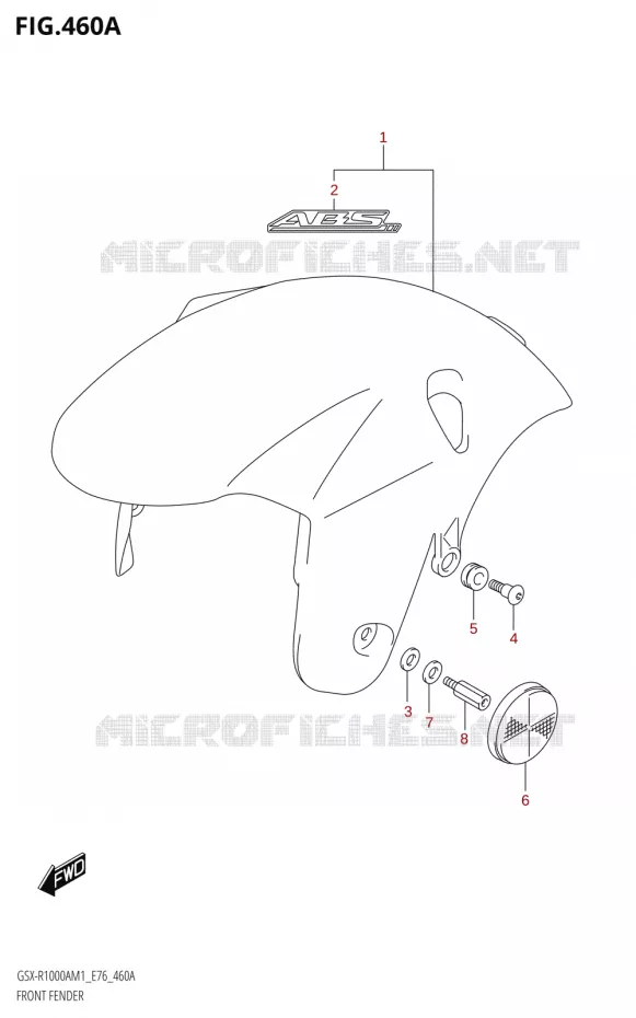FRONT FENDER (GSX-R1000A) Suzuki MOTO 1000 GSX-R 2021  GSX-R1000A M1 /​ GSX-R1000ZA M1  ( E76 ECE2 E17,22,39 )