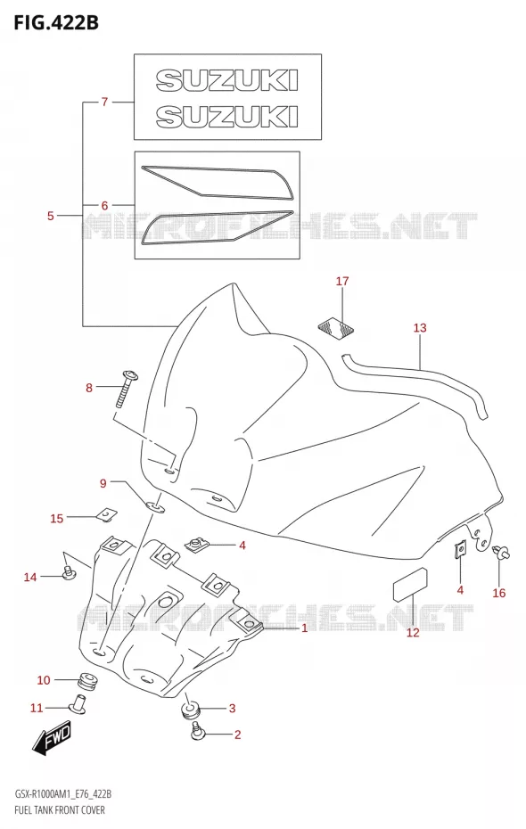 FUEL TANK FRONT COVER (GSX-R1000RA) Suzuki MOTO 1000 GSX-R 2021  GSX-R1000A M1 /​ GSX-R1000ZA M1  ( E76 ECE2 E17,22,39 )