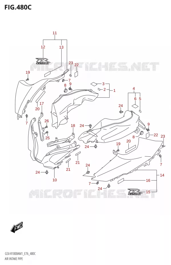AIR INTAKE PIPE (GSX-R1000ZA) Suzuki MOTO 1000 GSX-R 2021  GSX-R1000A M1 /​ GSX-R1000ZA M1  ( E76 ECE2 E17,22,39 )
