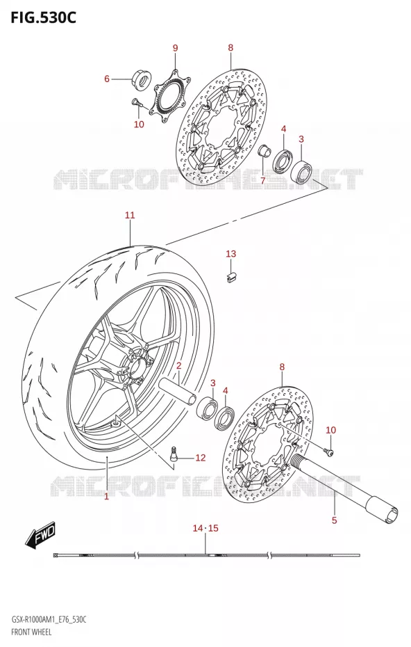 FRONT WHEEL (GSX-R1000RA) Suzuki MOTO 1000 GSX-R 2021  GSX-R1000A M1 /​ GSX-R1000ZA M1  ( E76 ECE2 E17,22,39 )