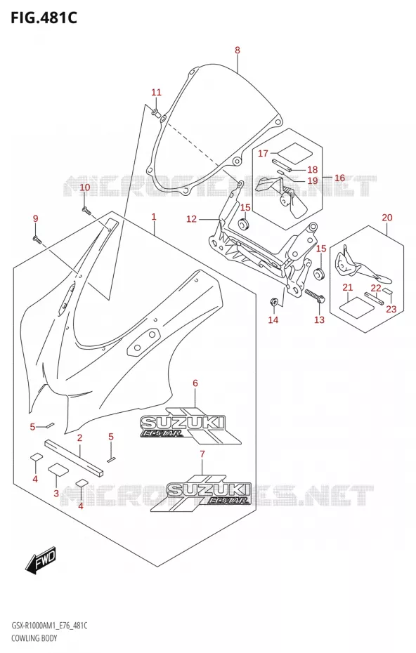 FAIRING BODY (GSX-R1000ZA) Suzuki MOTO 1000 GSX-R 2021  GSX-R1000A M1 /​ GSX-R1000ZA M1  ( E76 ECE2 E17,22,39 )