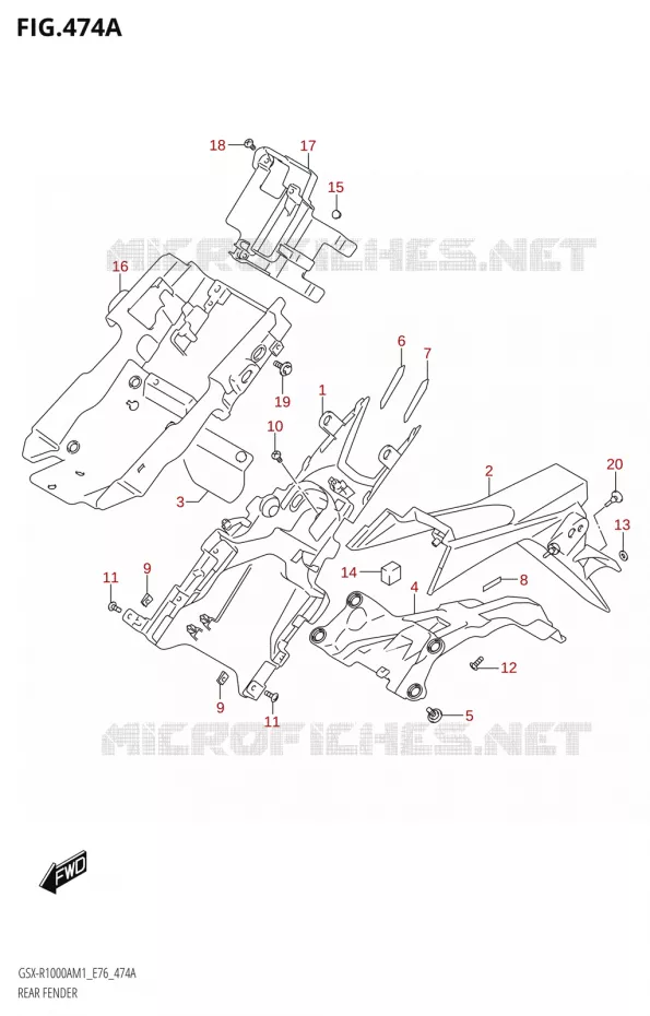 REAR FENDER Suzuki MOTO 1000 GSX-R 2021  GSX-R1000A M1 /​ GSX-R1000ZA M1  ( E76 ECE2 E17,22,39 )