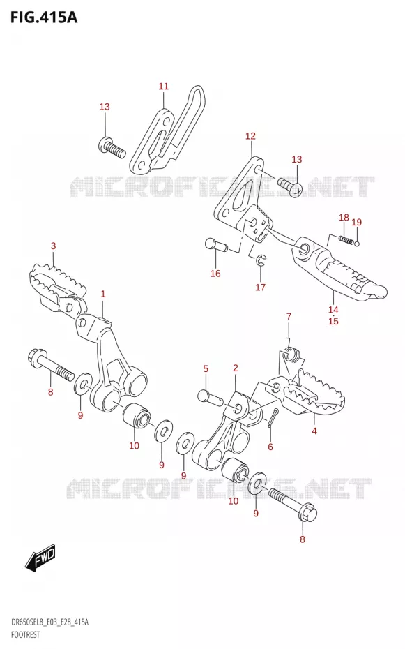 FOOTREST Suzuki MOTO 650 DR 2018  DR650SE L8 (E03)