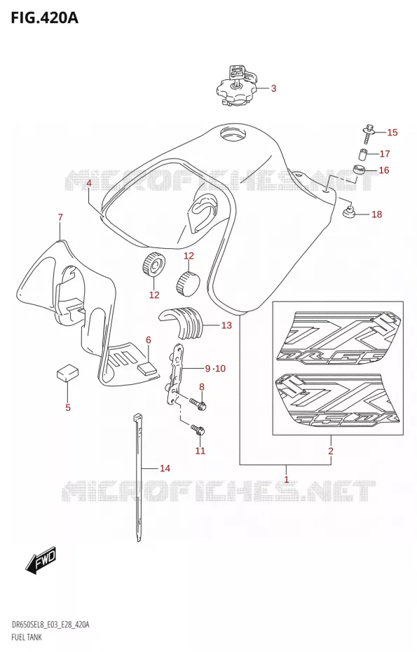 FUEL TANK (DR650SE:L8:E03) Suzuki MOTO 650 DR 2018  DR650SE L8 (E03)