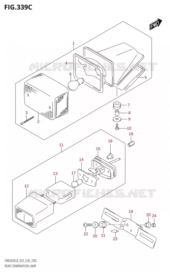 TAIL LIGHTATION LAMP (DR650SE:L8:E33) Suzuki MOTO 650 DR 2018  DR650SE L8 (E03)