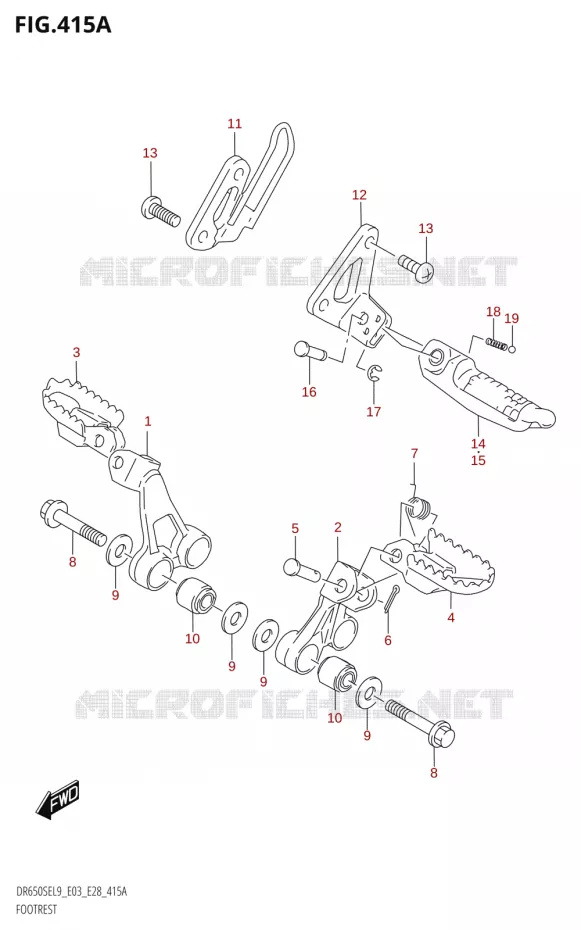 FOOTREST Suzuki MOTO 650 DR 2019  DR650SE L9 (E03)