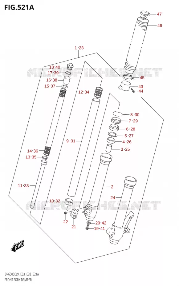 FRONT FORK Suzuki MOTO 650 DR 2019  DR650SE L9 (E03)