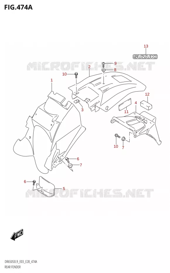 REAR FENDER Suzuki MOTO 650 DR 2019  DR650SE L9 (E03)