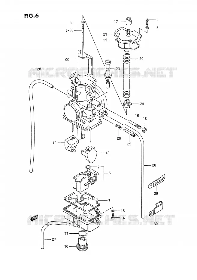 CARBURETOR (MODEL N/P) Suzuki MOTO 125 RM 1993  RM125P(E2)