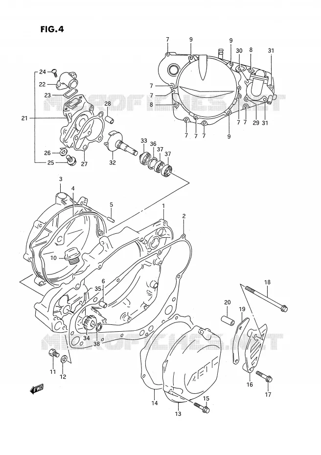 CRANKCASE COVER (MODEL P) Suzuki MOTO 250 RM 1993  RM250P(E2)