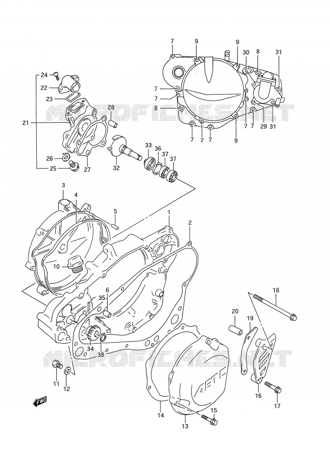 CRANKCASE COVER (MODEL P) Suzuki MOTO 250 RM 1995  RM250S(E28)