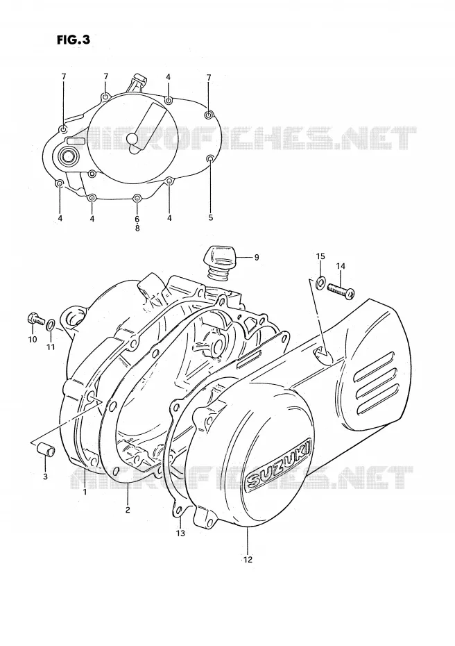 CRANKCASE COVER (MODEL X) Suzuki MOTO 50 PV 1987  PV50H(E15)