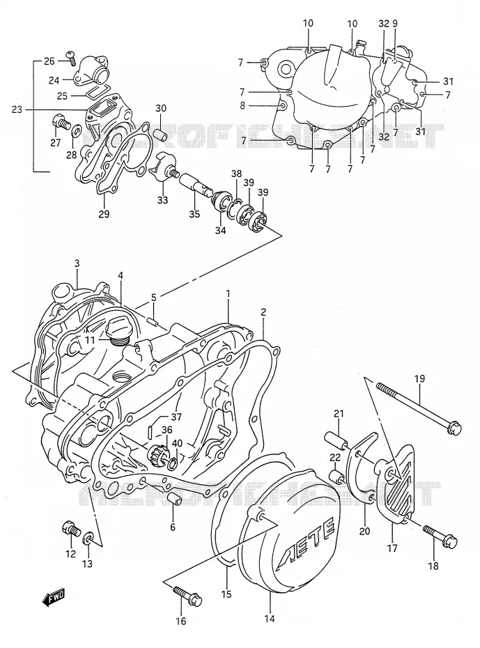CRANKCASE COVER- WATER PUMP (MODEL L/M) Suzuki MOTO 125 RM 1990  RM125L(E28)