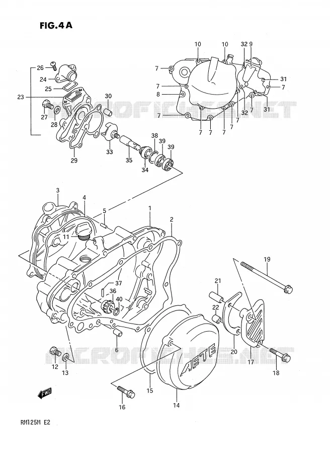 CRANKCASE COVER- WATER PUMP (MODEL L/M) Suzuki MOTO 125 RM 1991  RM125M(E2)