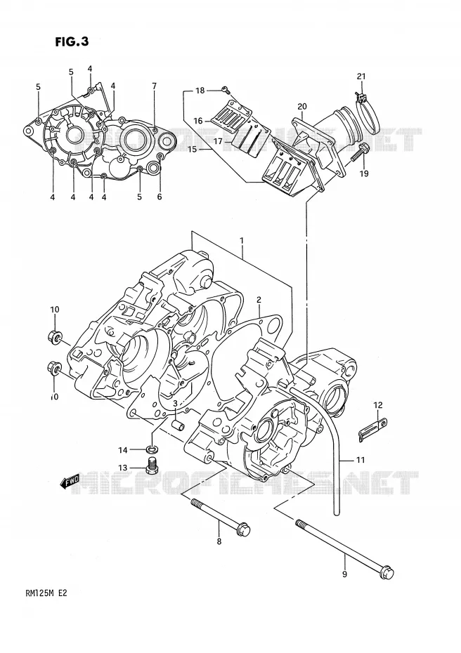 CRANKCASE (MODEL K) Suzuki MOTO 125 RM 1991  RM125M(E2)
