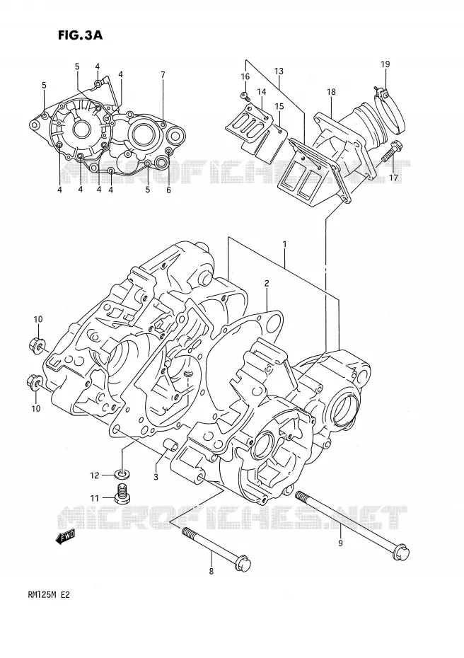 CRANKCASE (MODEL L/M) Suzuki MOTO 125 RM 1990  RM125L(E2)