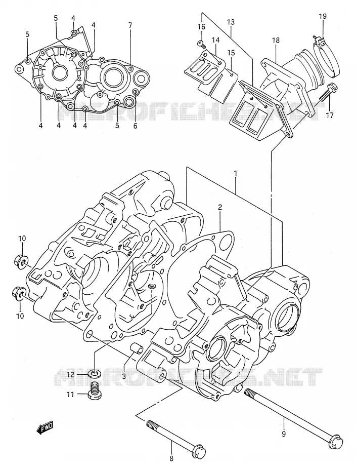 CRANKCASE (MODEL L/M) Suzuki MOTO 125 RM 1990  RM125L(E28)