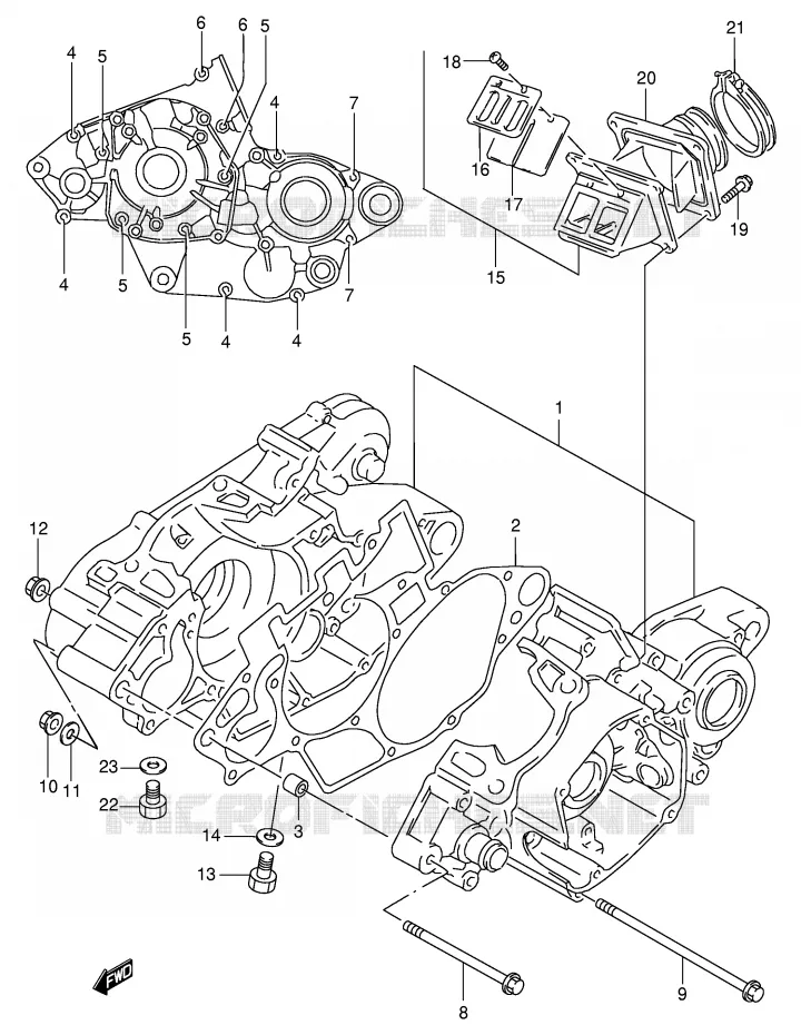 CRANKCASE (MODEL W/X/Y) Suzuki MOTO 125 RM 1997  RM125V(E2)