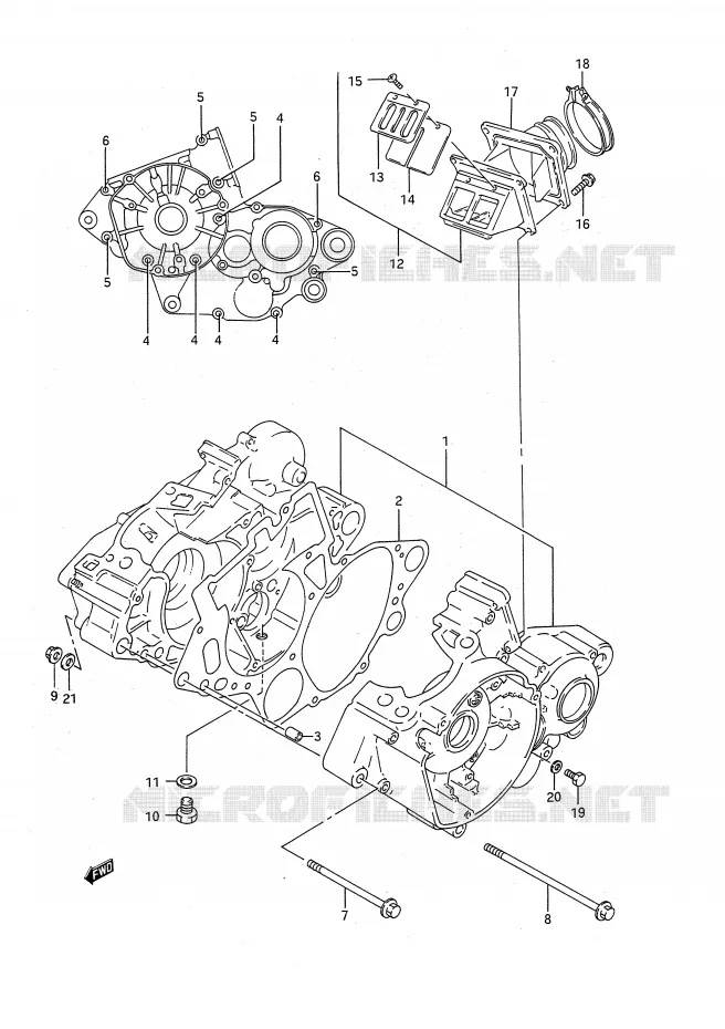 CRANKCASE Suzuki MOTO 125 RM 1994  RM125R(E28)