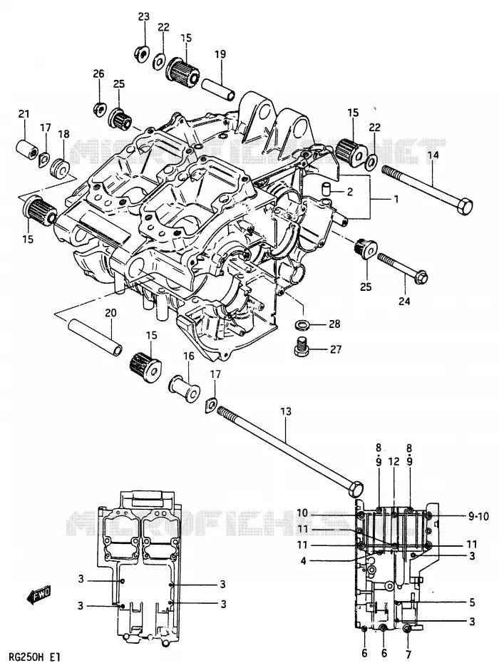 CRANKCASE Suzuki MOTO 250 RG 1987  RG250FH(G/H)