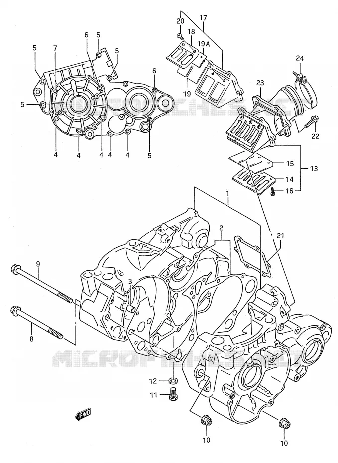 CRANKCASE Suzuki MOTO 250 RM 1990  RM250L(E28)