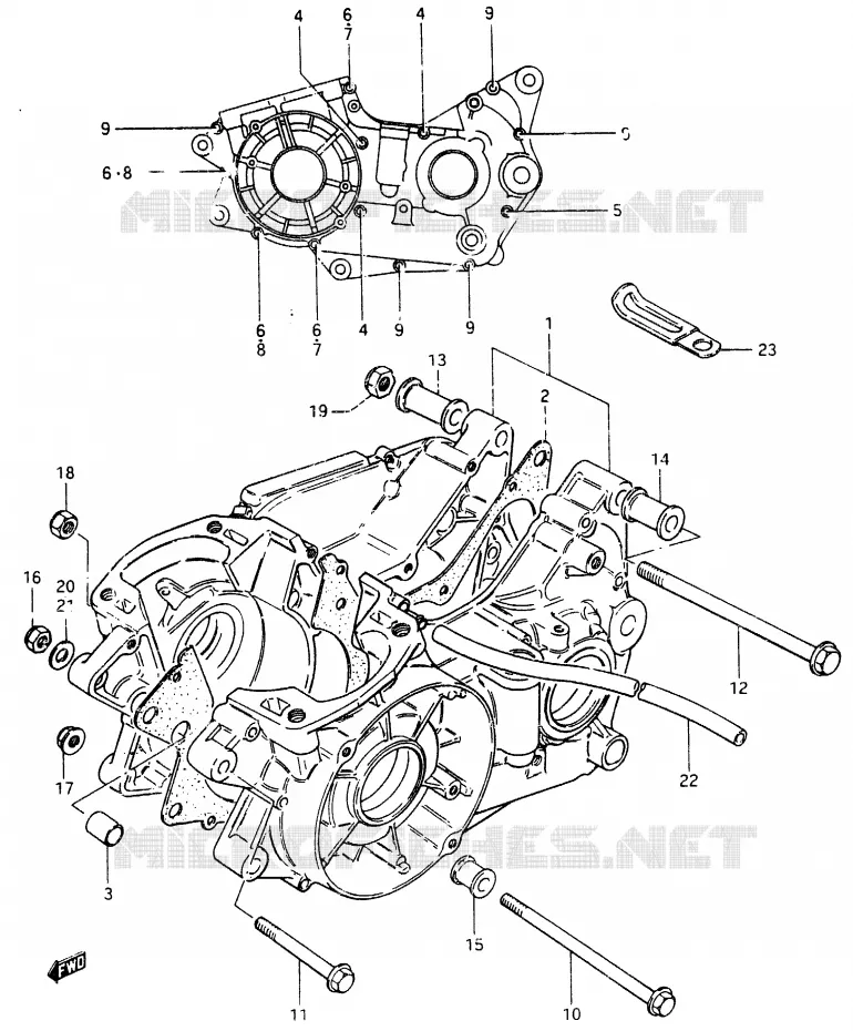 CRANKCASE Suzuki MOTO 465 RM 1982  RM465Z(X/Z)