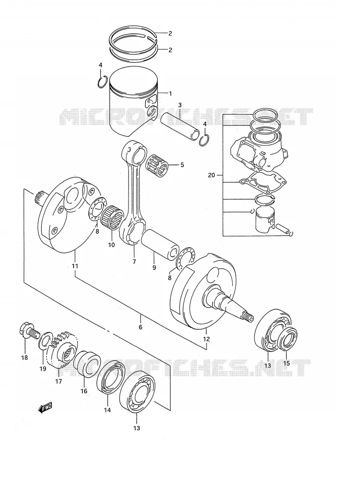 CRANKSHAFT (MODEL R/S) Suzuki MOTO 250 RM 1994  RM250R(E28)