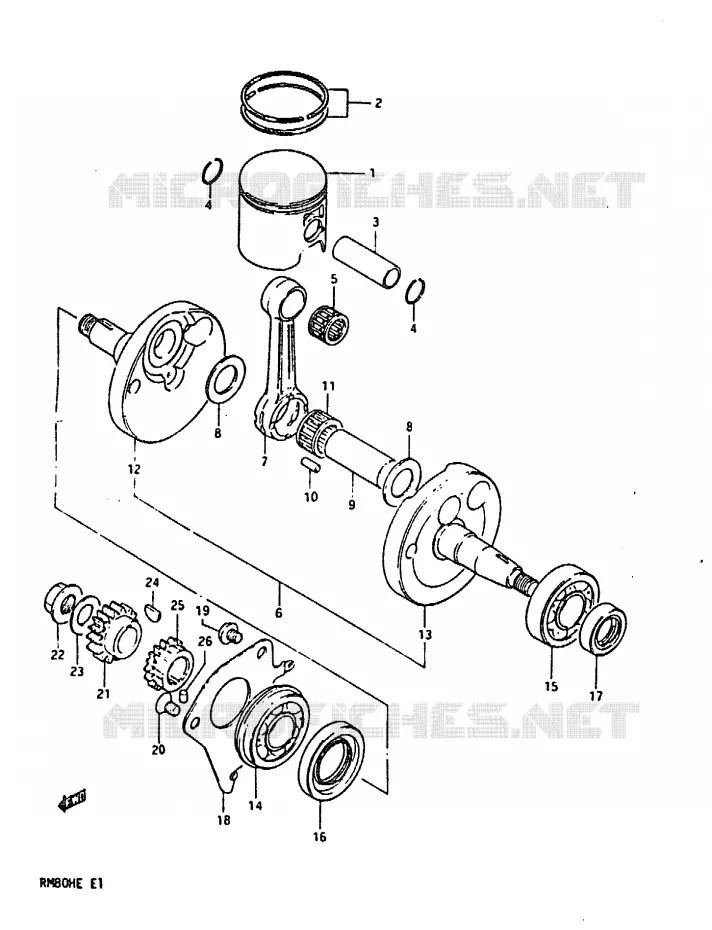 CRANKSHAFT Suzuki MOTO 80 RM 1983  RM80HD(D/E)