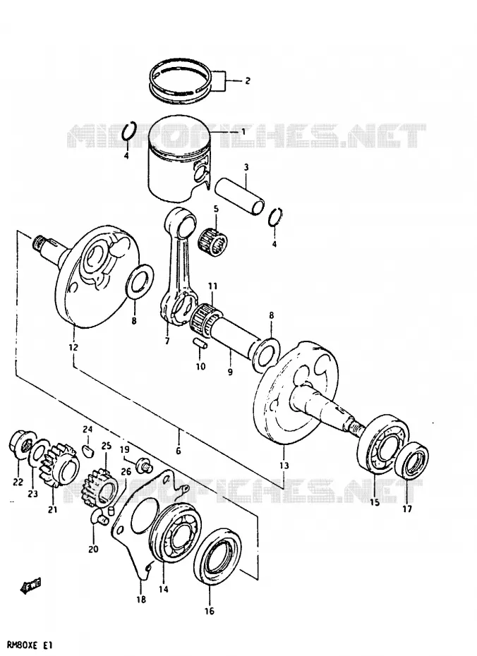 CRANKSHAFT Suzuki MOTO 80 RM 1983  RM80XD(D/E)
