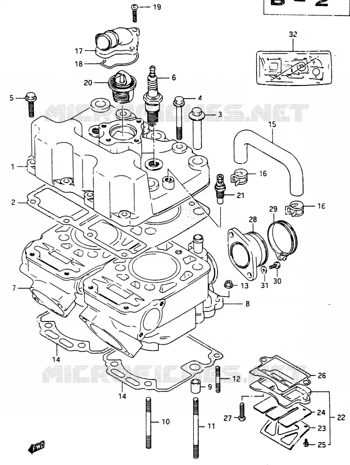 CYLINDER HEAD Suzuki MOTO 250 RG 1987  RG250FH(G/H)