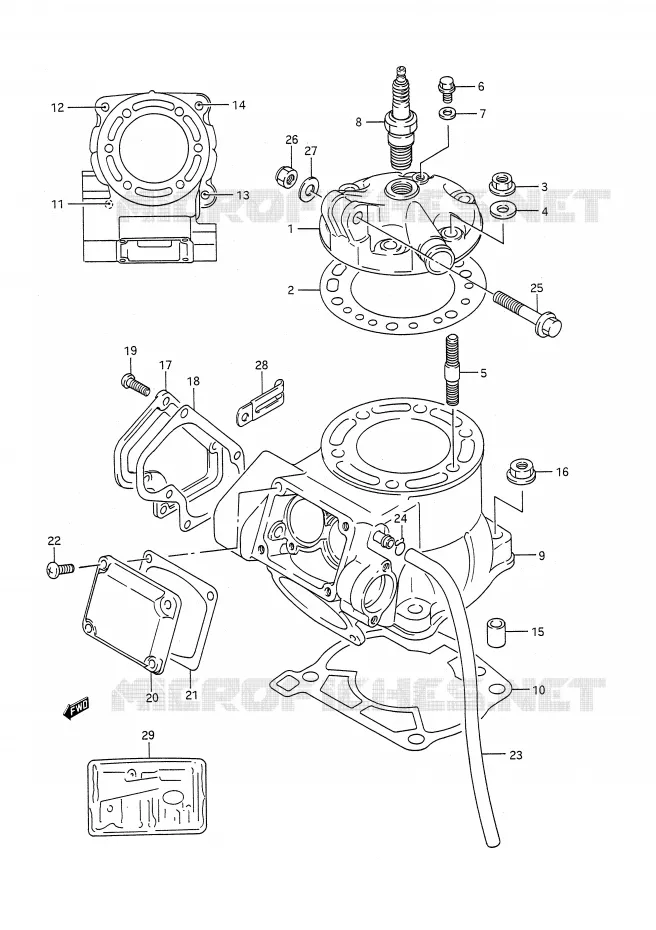 CYLINDER (MODEL K/L) Suzuki MOTO 250 RM 1992  RM250N(E28)