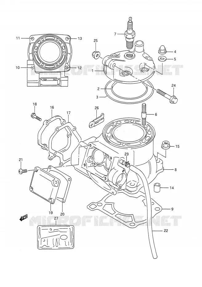 CYLINDER (MODEL M/N) Suzuki MOTO 250 RM 1990  RM250L(E28)