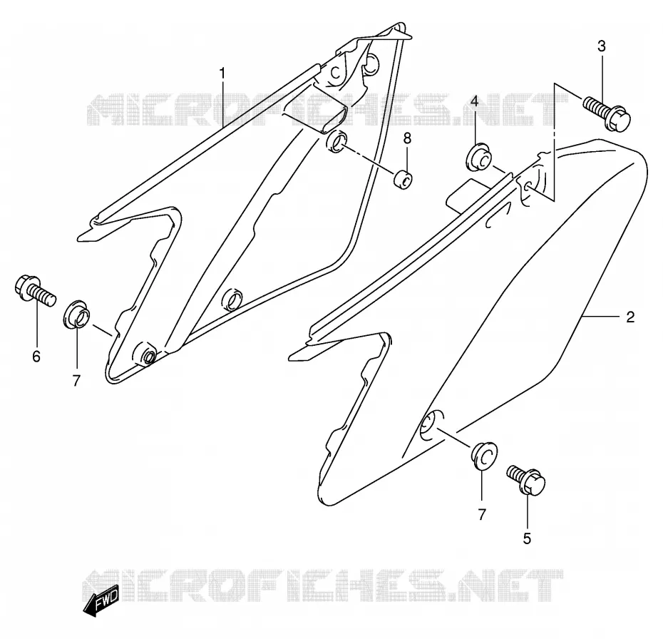 FAIRING (MODEL K3/K4/K5) Suzuki MOTO 125 RM 2002  RM125K2(E3/E28)