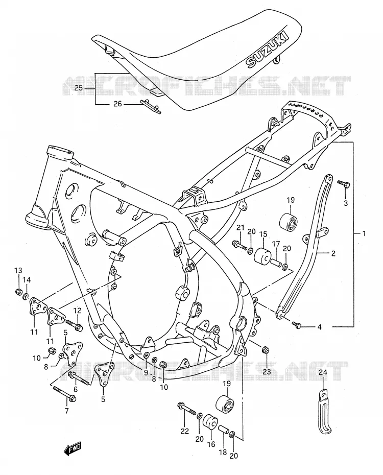 FRAME - SEAT Suzuki MOTO 250 RM 1991  RM250M(E28)